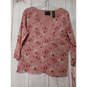 AXCESS Shirt Ladies Pink Floral Long Sleeve Light‎ Weight Y2K